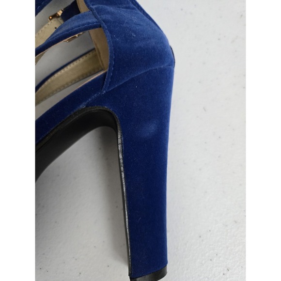 Gatuxus‎ Women's Size 8.5 Royal Blue Velvet Platform Heels with Ankle Strap - Picture 12 of 13